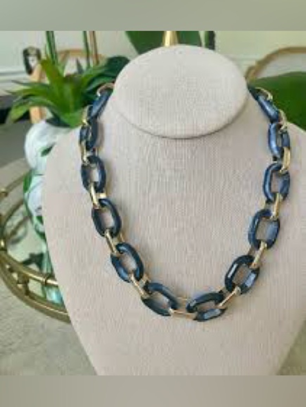 Park Lane Roman Chain Link Necklace Navy Gold NWT Statement Adjustable - Picture 1 of 3